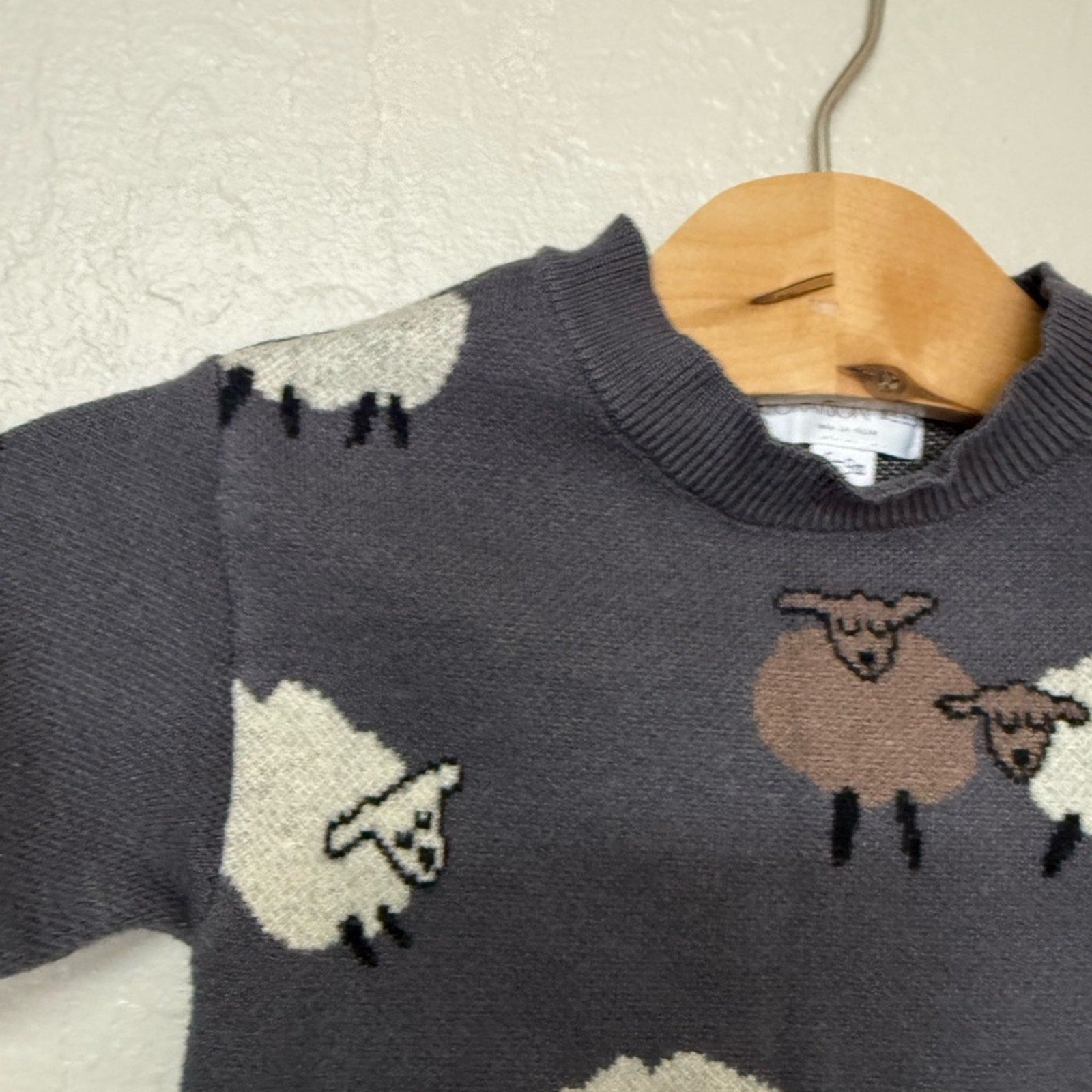 grayson mini charcoal sheep sweater 6-9M