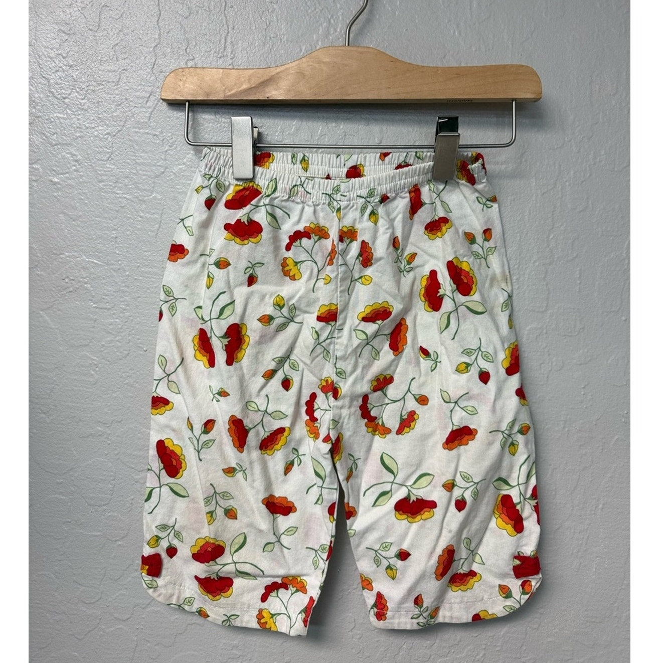 hanna andersson cream cropped floral pants 3Y