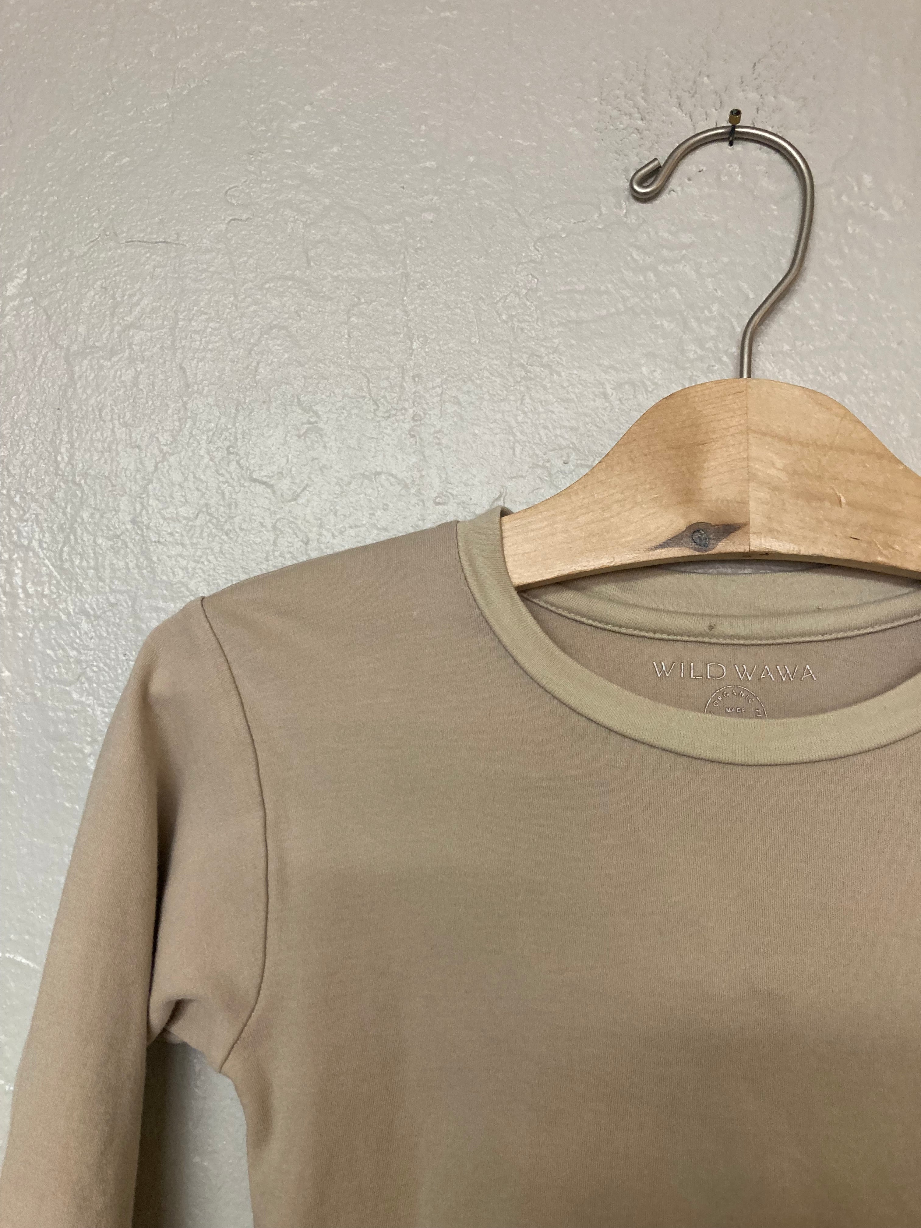 wild wawa long-sleeve tan tee 3-4Y