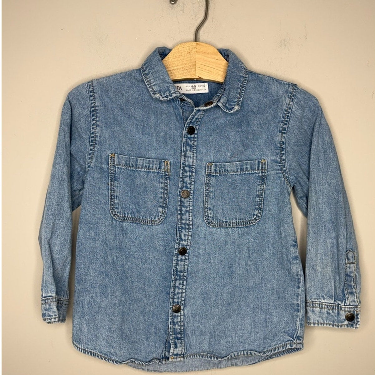 zara denim button-down 4-5Y
