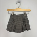 zara brown cream plaid skirt bows 2Y