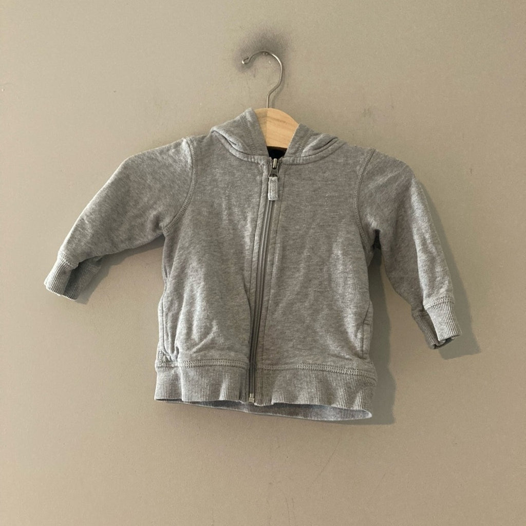 hanna andersson boys' gray zip-up hoodie 18-24M