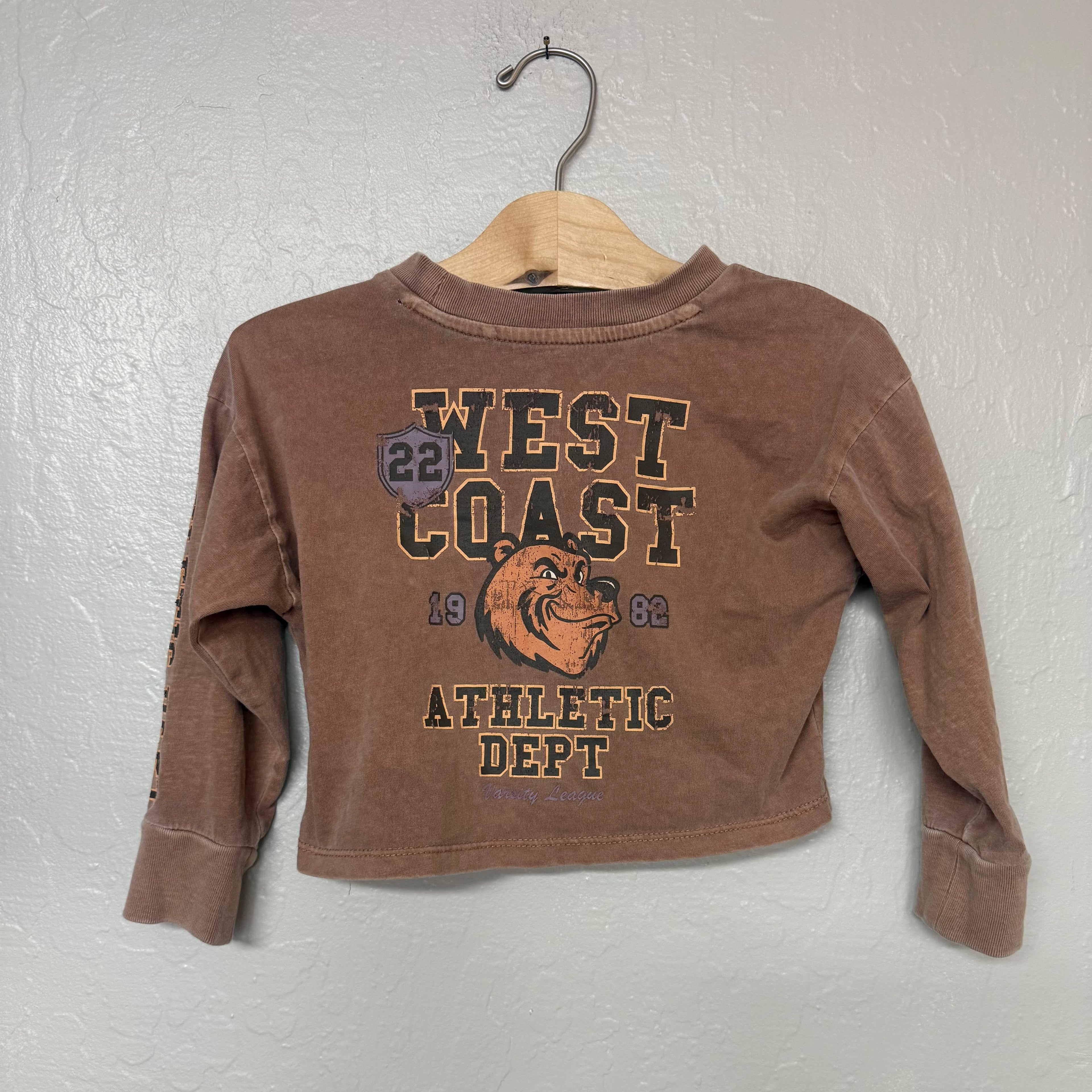 cotton on kids long-sleeve brown tee 4Y