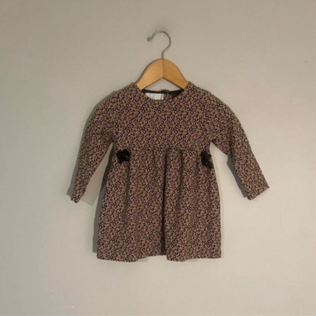 zara animal print long-sleeve dress 2-3Y