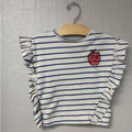 zara girls' blue and cream stripe top 5-6Y