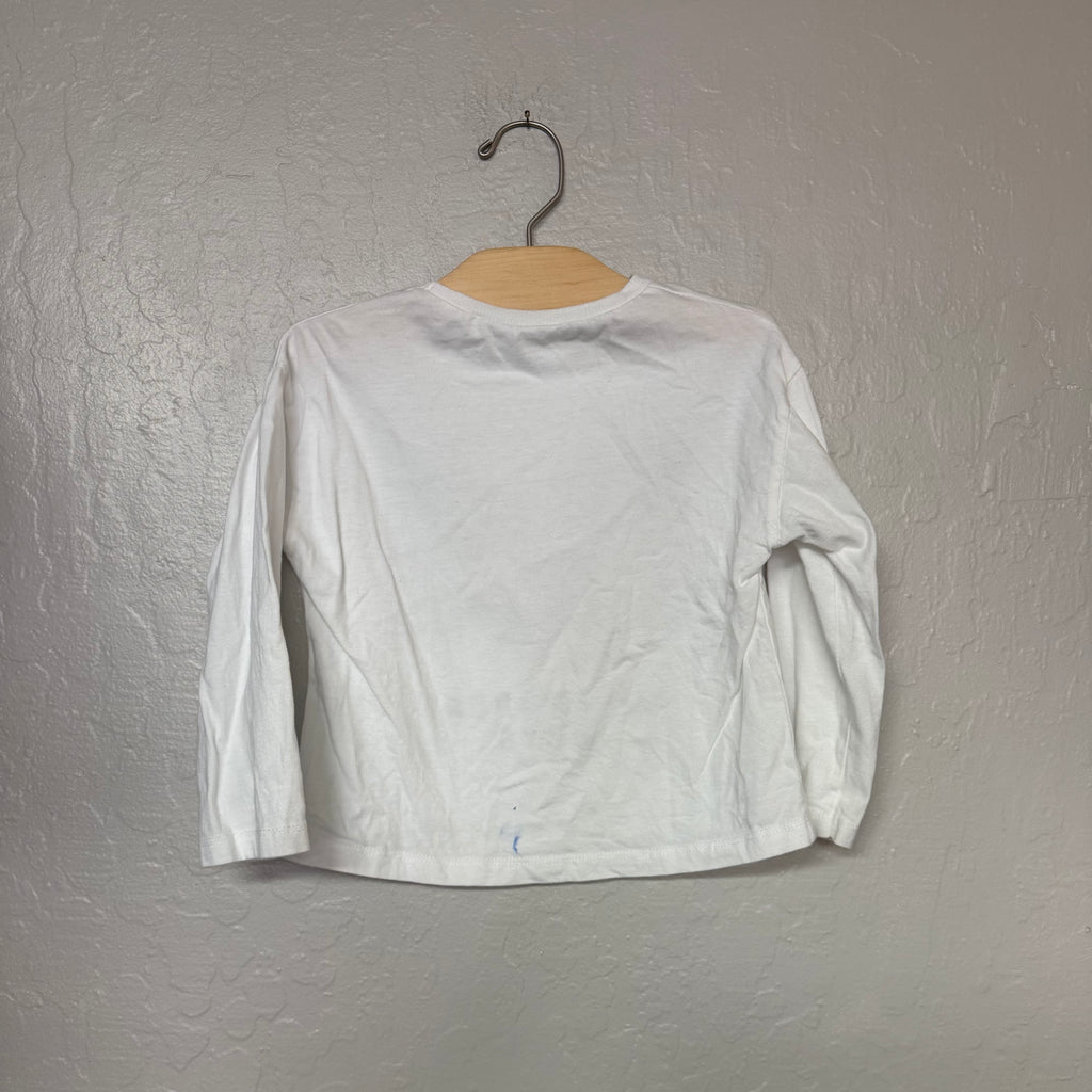 zara girls white dog graphic long-sleeve tee 3-4Y