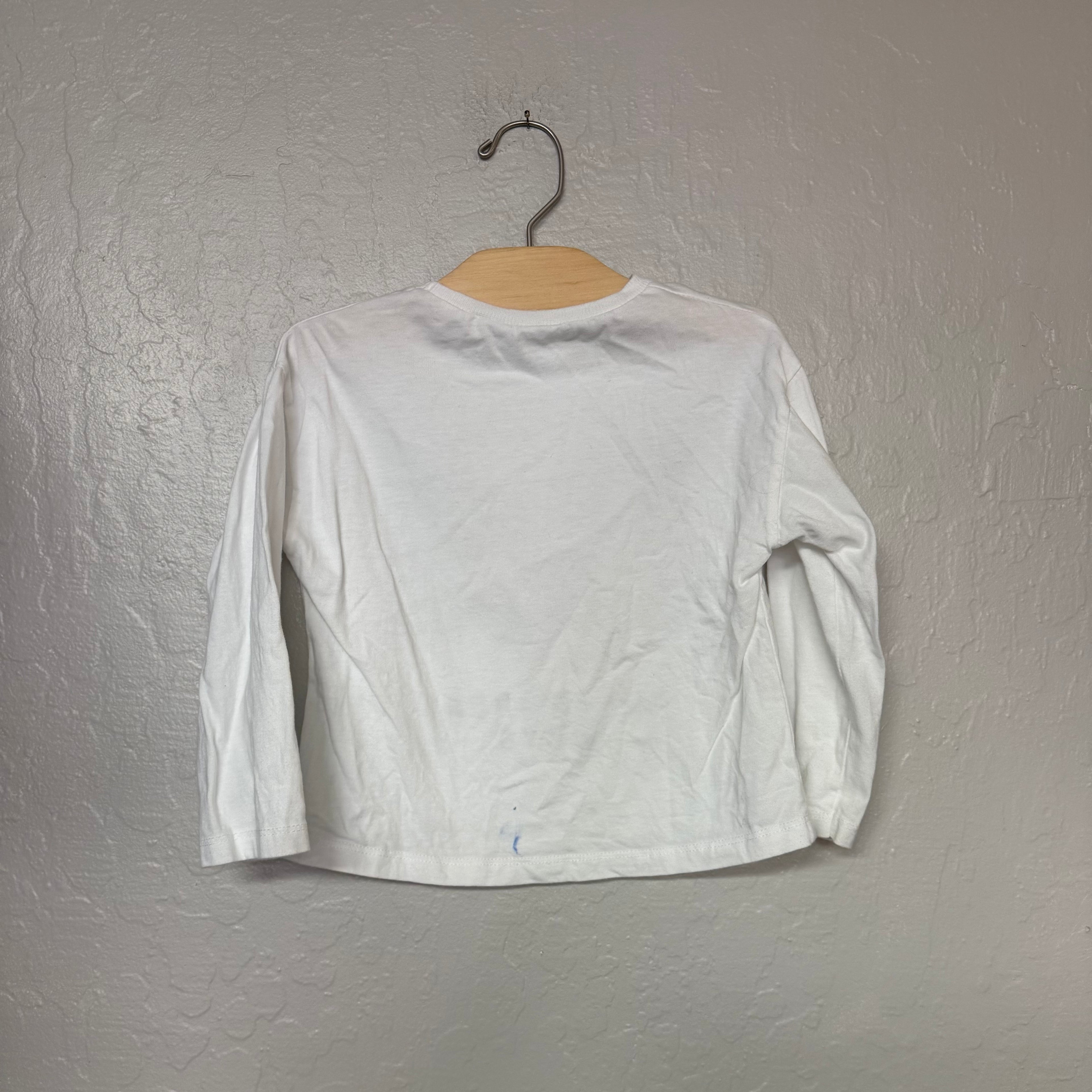 zara girls white dog graphic long-sleeve tee 3-4Y