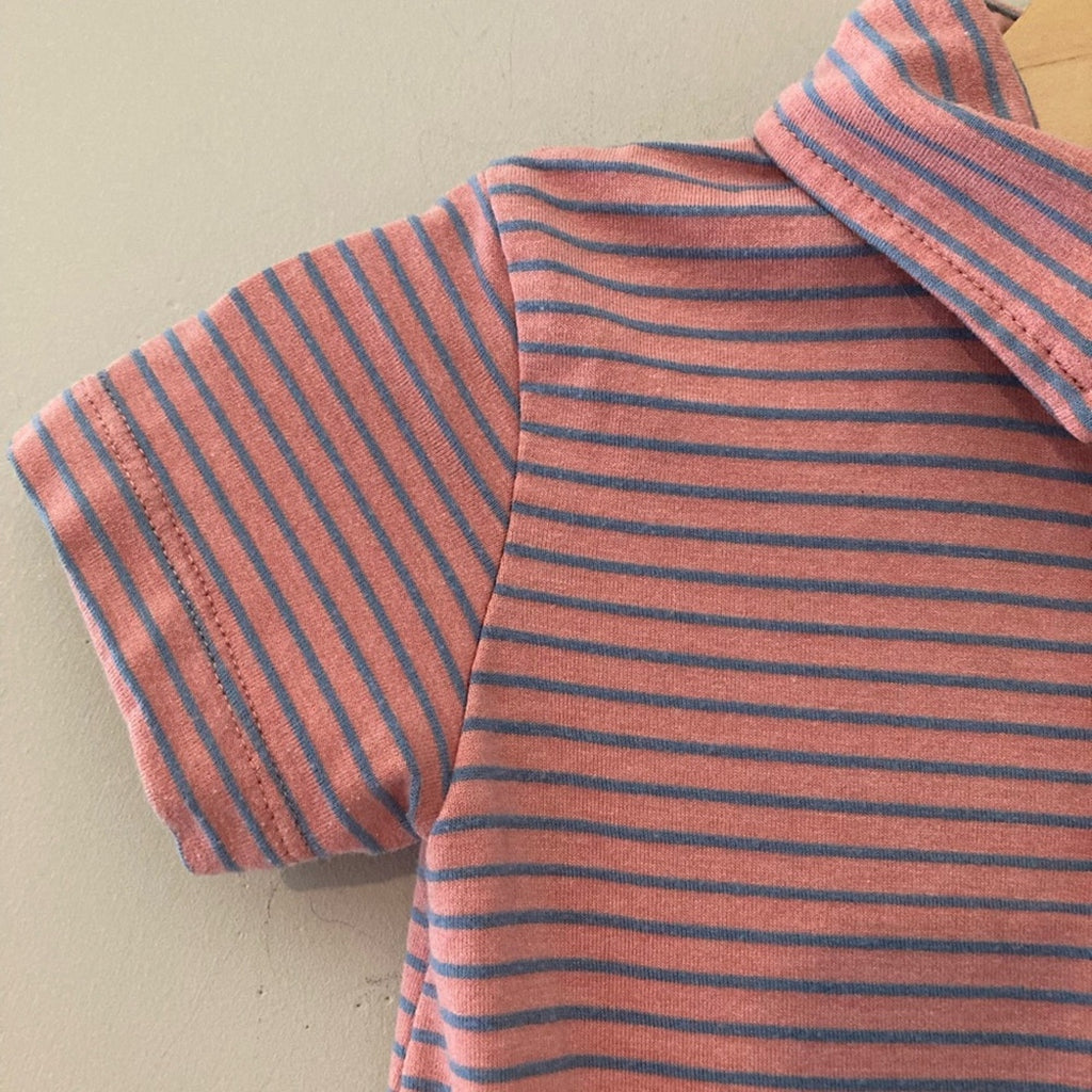 me & henry boys' pink stripe romper 18-24M