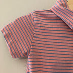 me & henry boys' pink stripe romper 18-24M