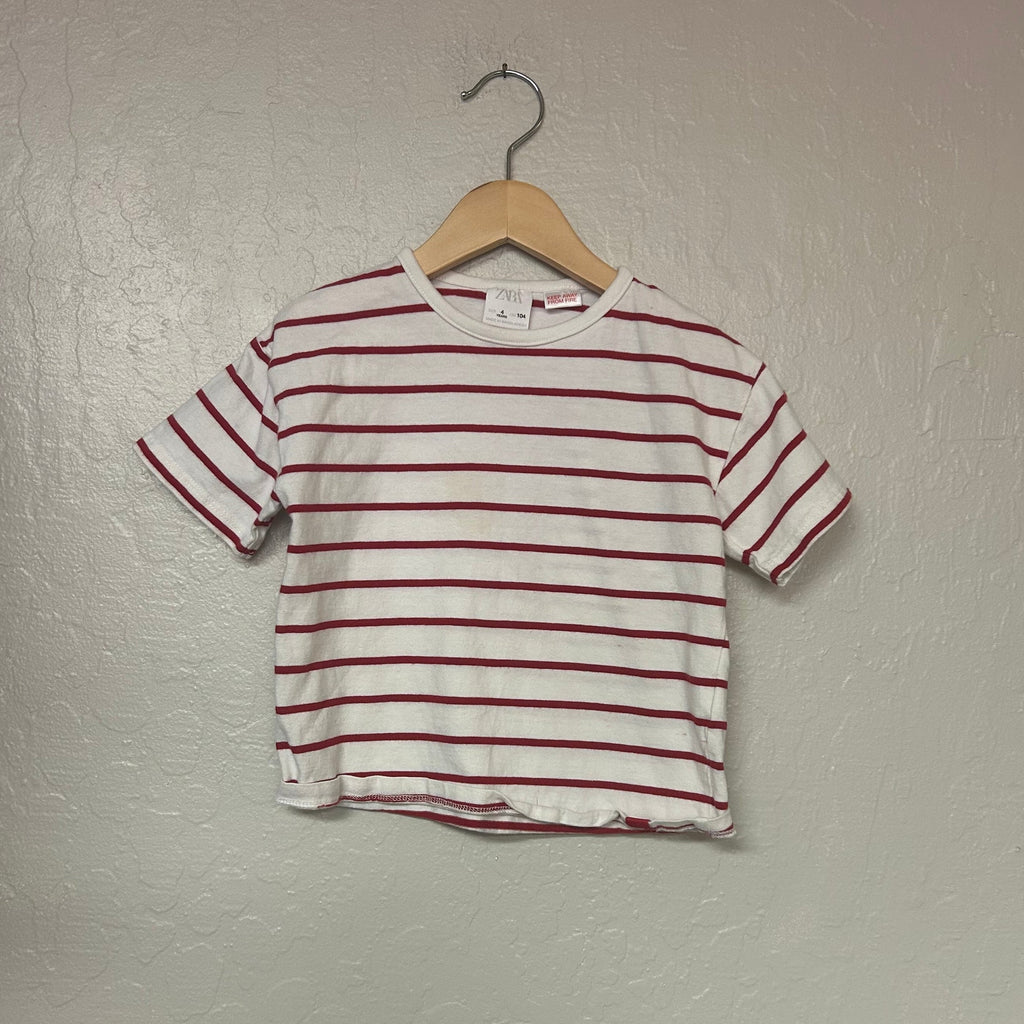 zara boys’ red and white striped shirt