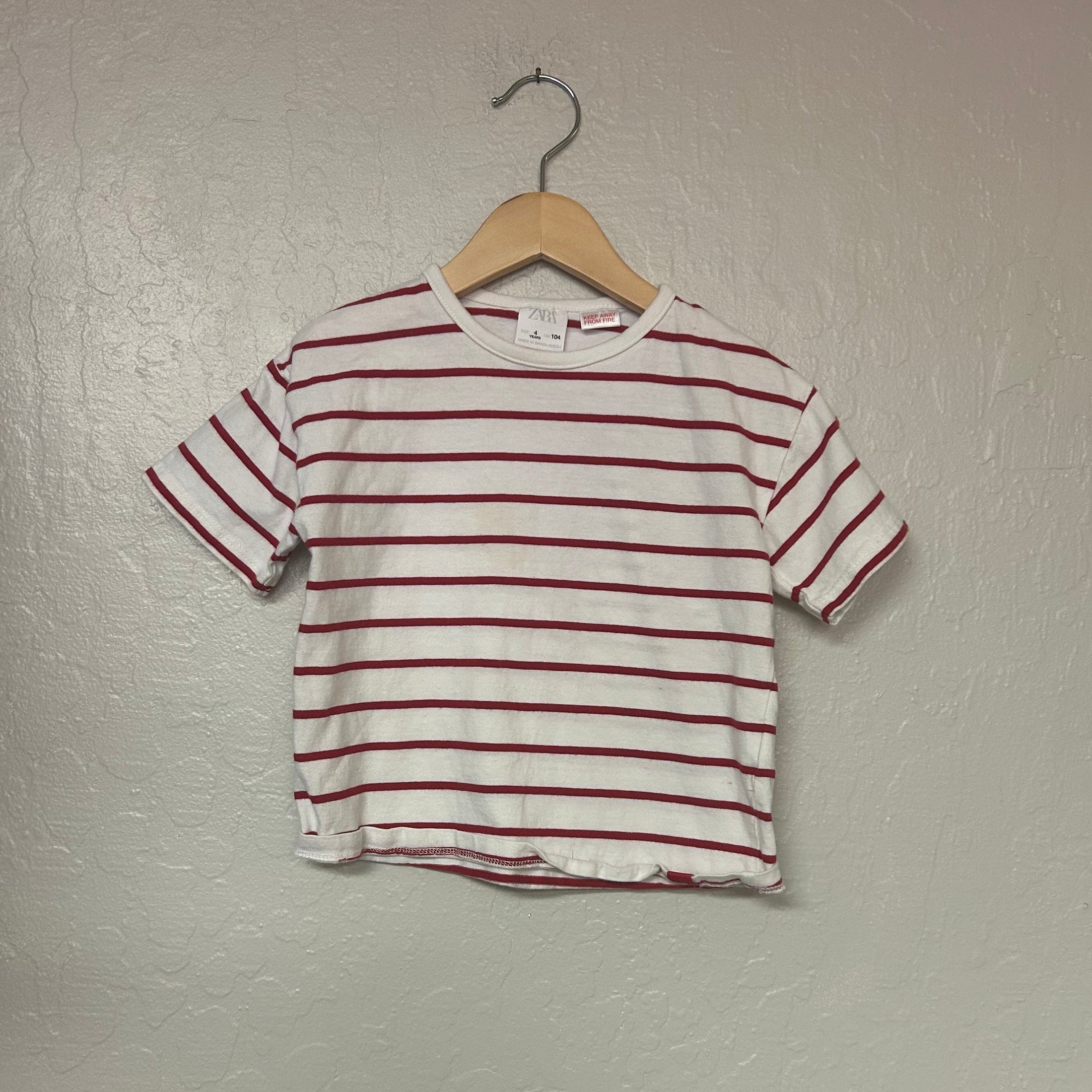 zara boys’ red and white striped shirt