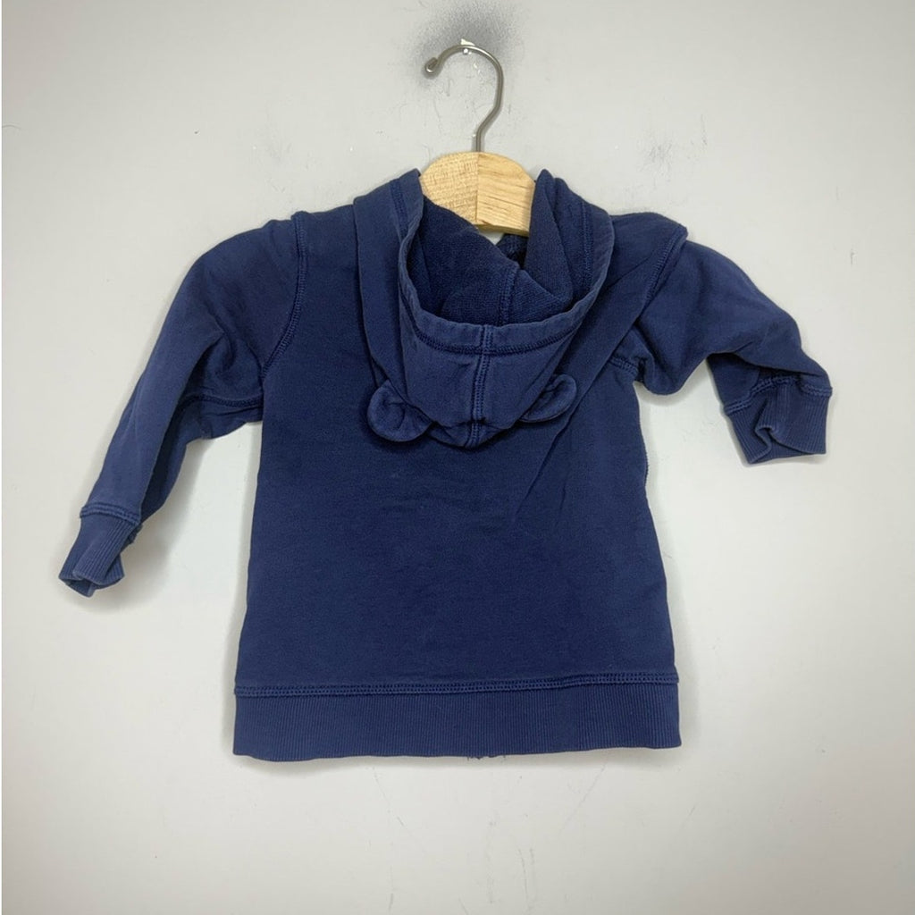 hanna andersson bear ears blue zip-up hoodie 3T