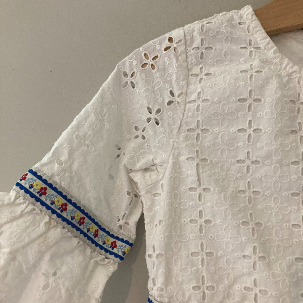 hanna andersson white eyelet floral dress 6-7Y