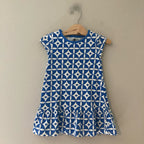 tea collection blue white tile print dress 4Y