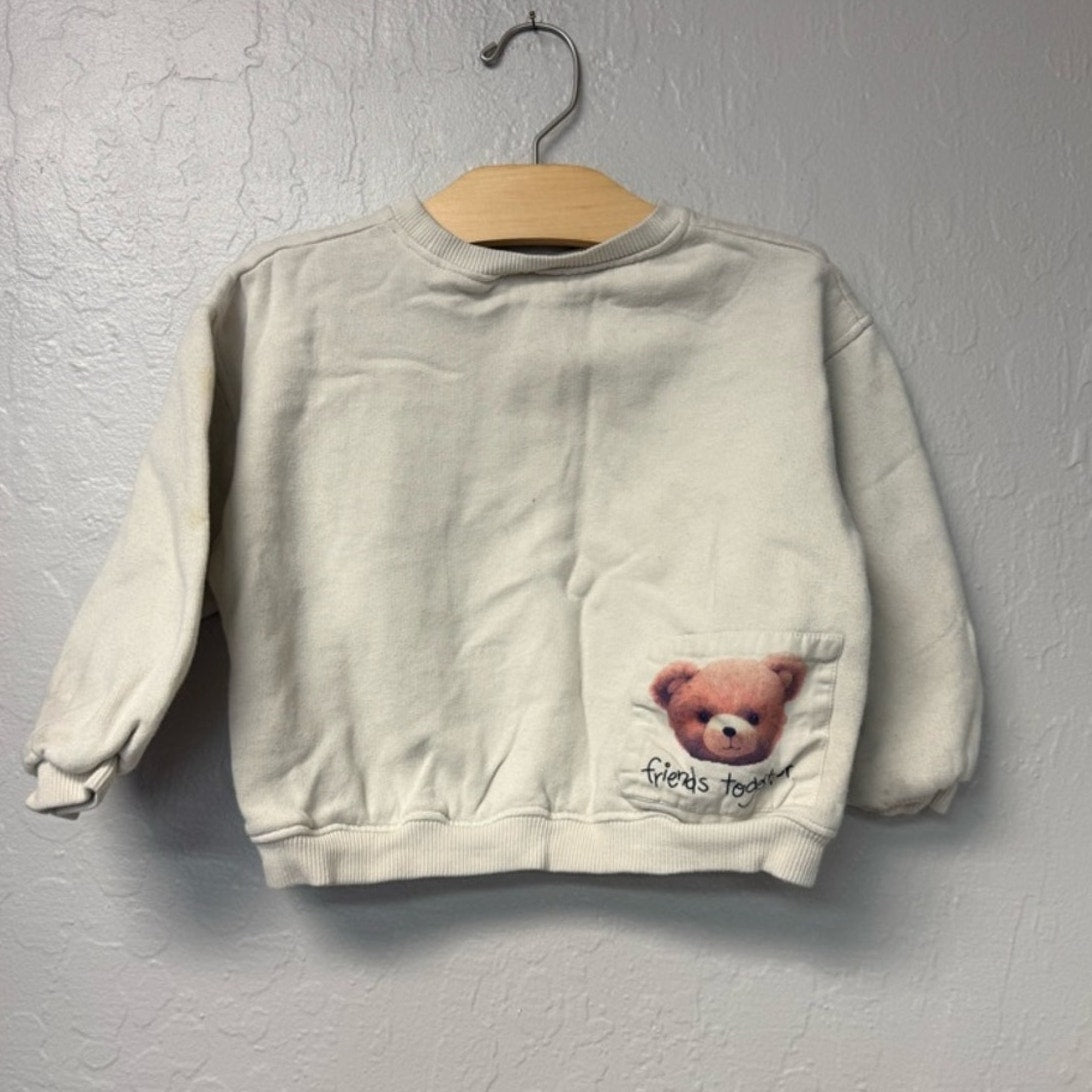 zara girls' teddy bear sweatshirt 3-4Y