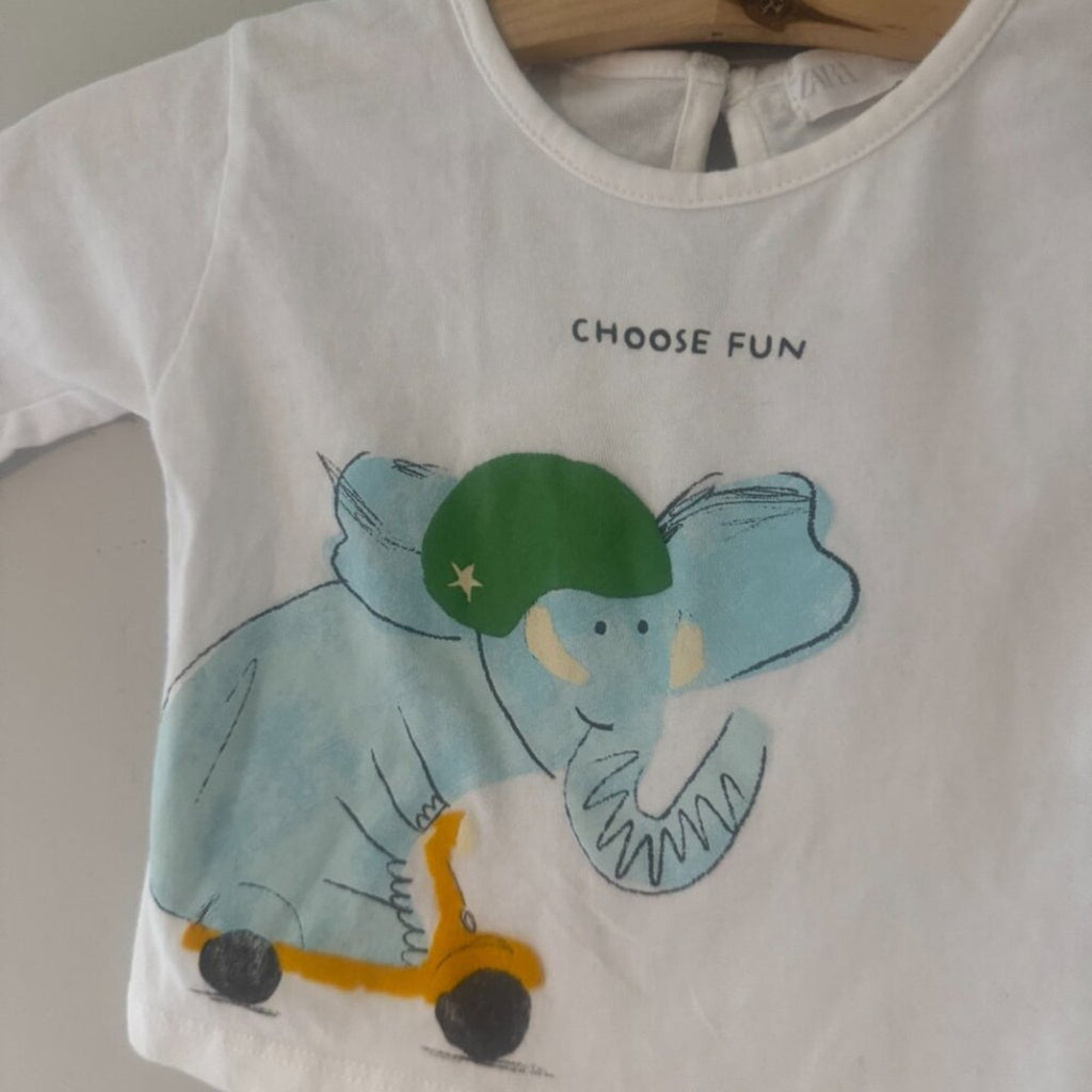 zara long white sleeve graphic tee 1-3M