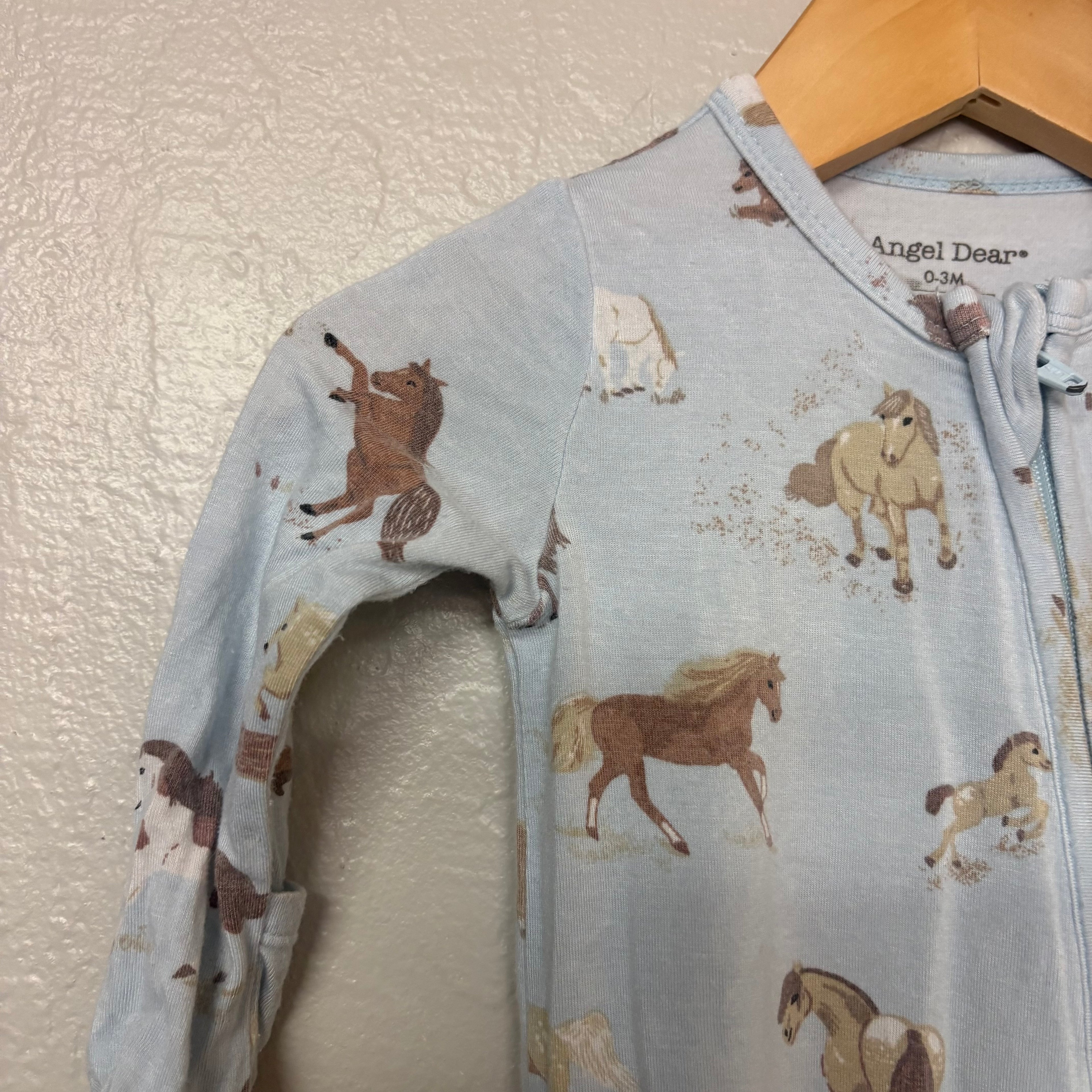 angel dear blue horse footie 0-3M