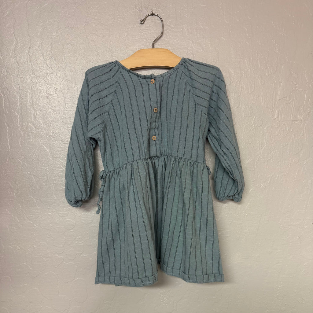 zara girls blue long-sleeve stripe dress 4Y