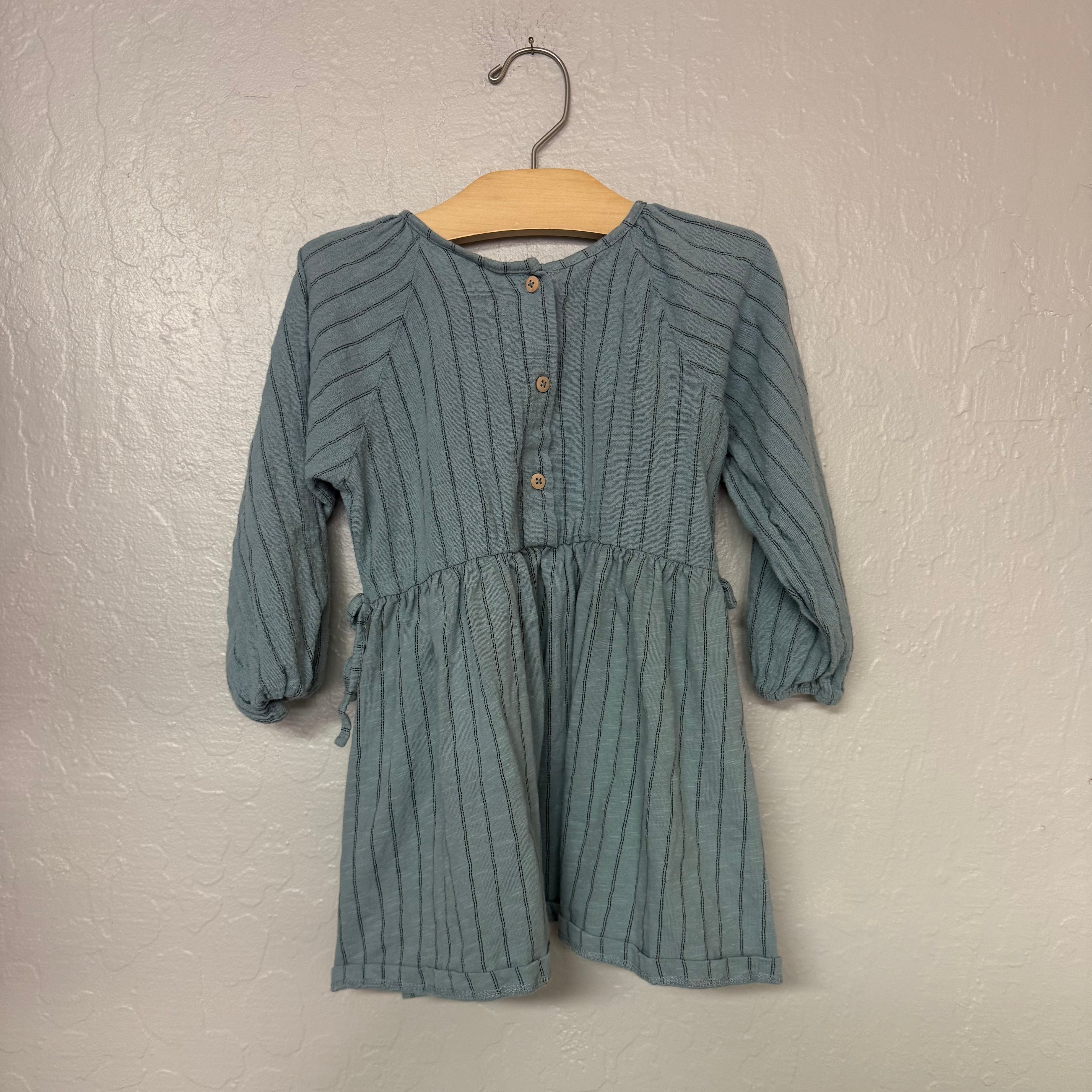 zara girls blue long-sleeve stripe dress 4Y