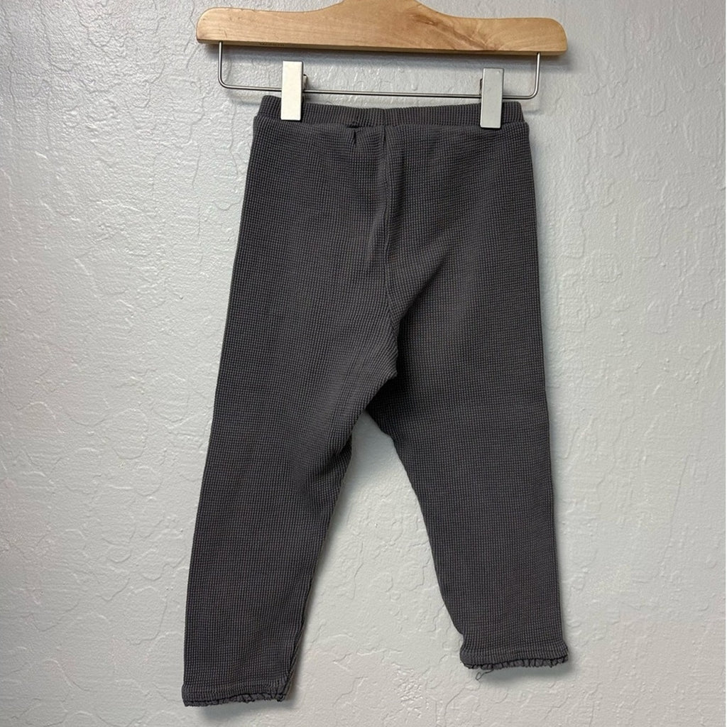 zara girls' gray waffle leggings 3-4Y