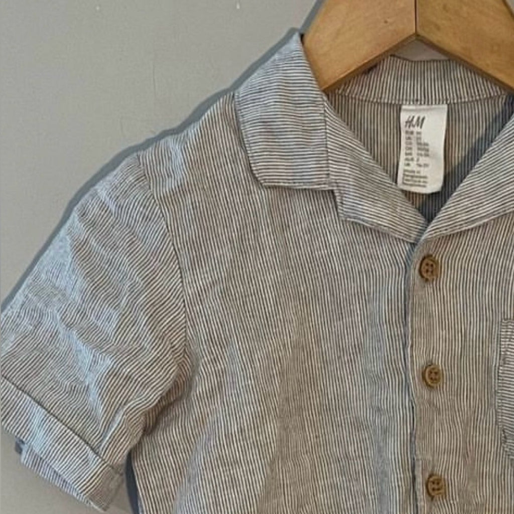 h&m boys' linen blend stripe top 2T