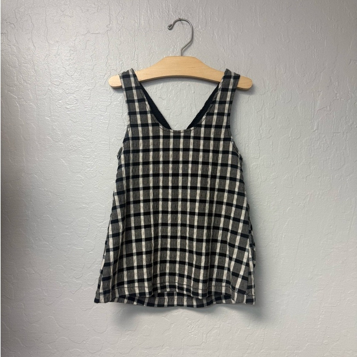 zara black plaid jumper dress 3-4Y