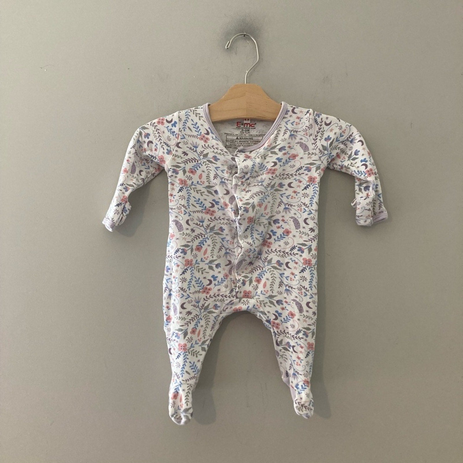 magnetic me e=mc2 hedgehog floral footie 0-3M