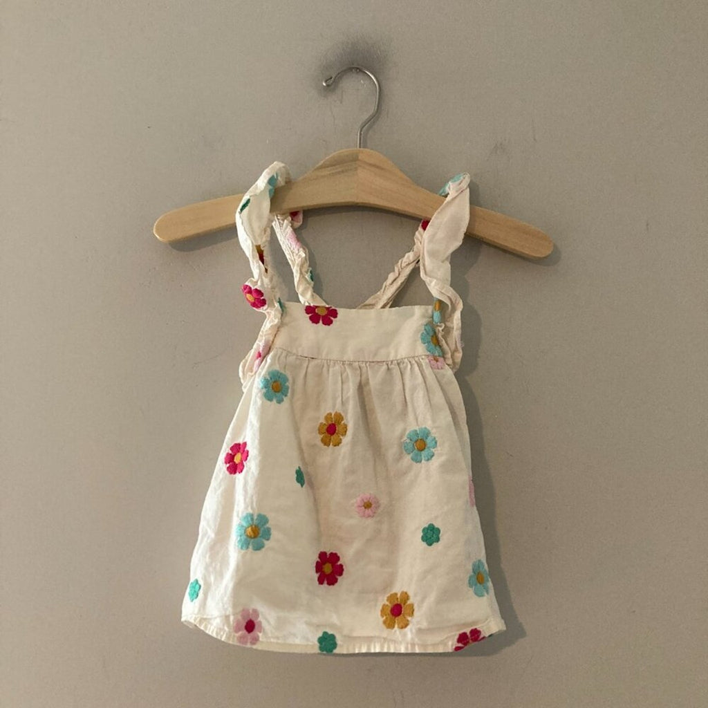 zara girls' cream polka dot tank 6Y