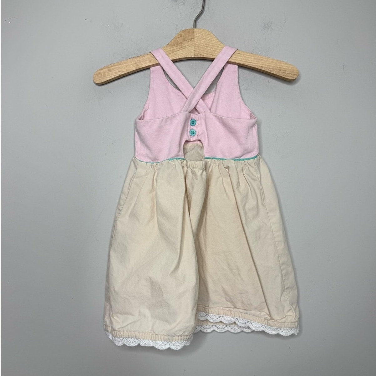 hanna andersson cream dress embroidery 3Y