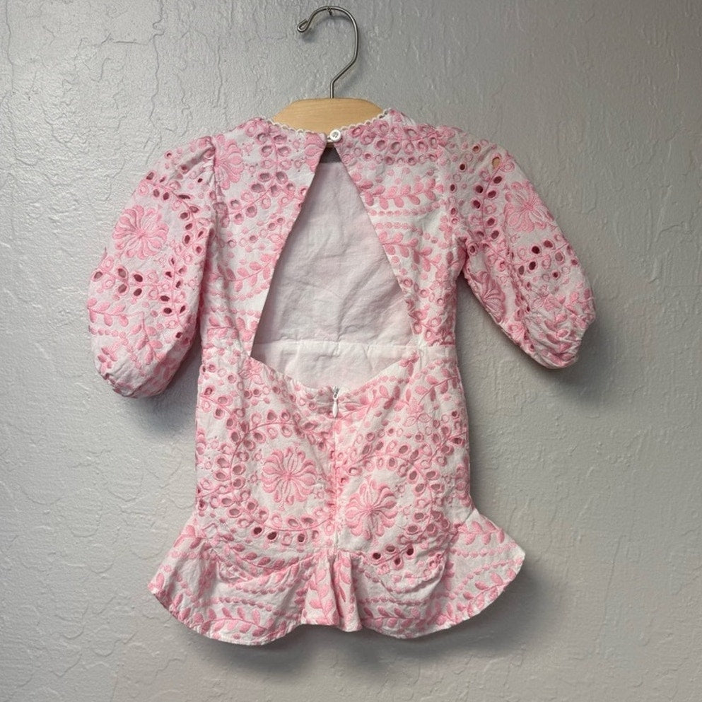 maisonette pink eyelet floral dress 1-2Y