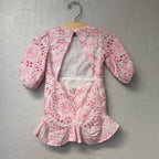 maisonette pink eyelet floral dress 1-2Y