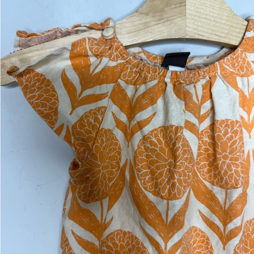 tea collection orange linen shortie romper 12-18M