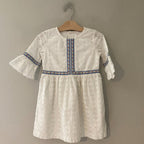 hanna andersson white eyelet floral dress 6-7Y
