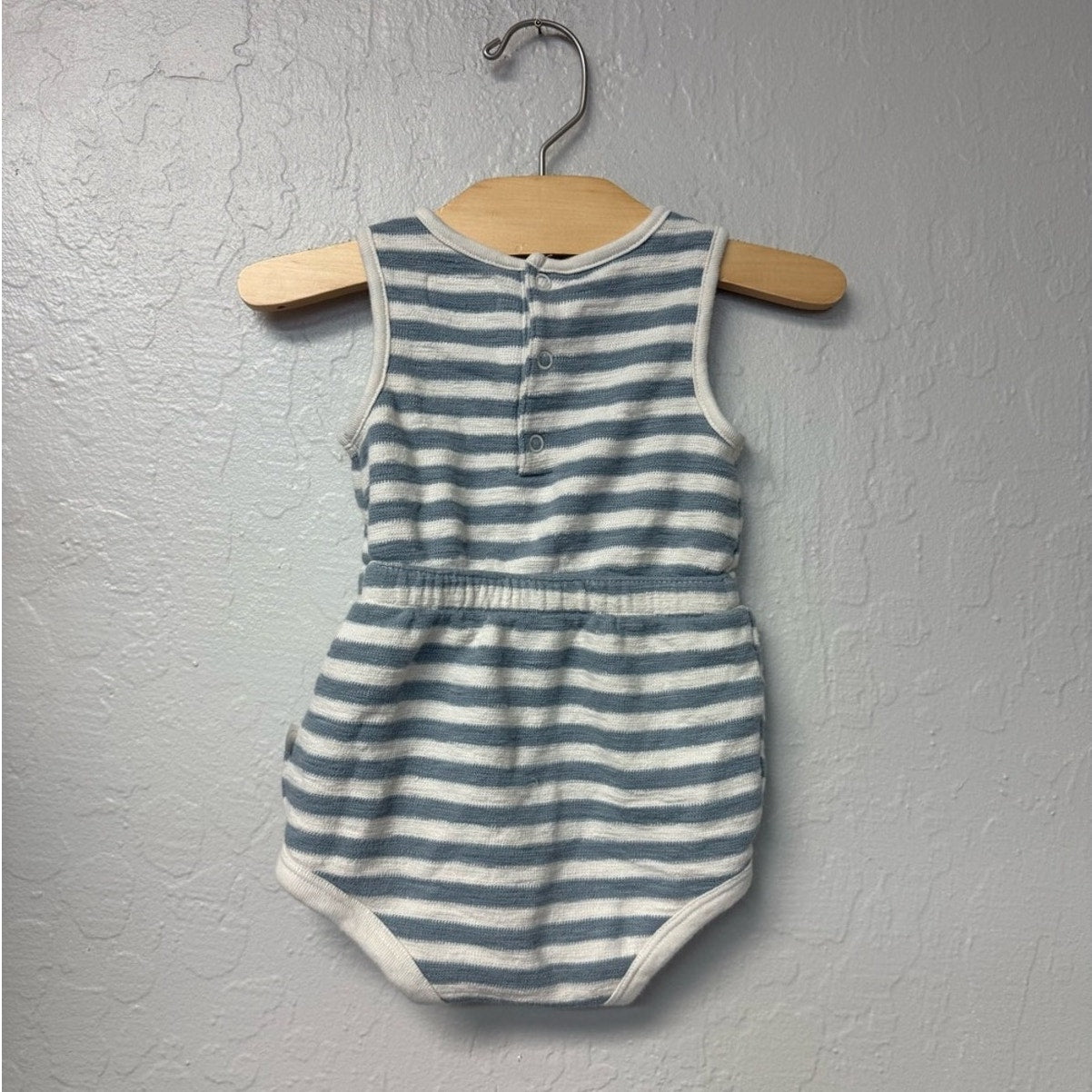 little planet cream gray stripe romper 9M