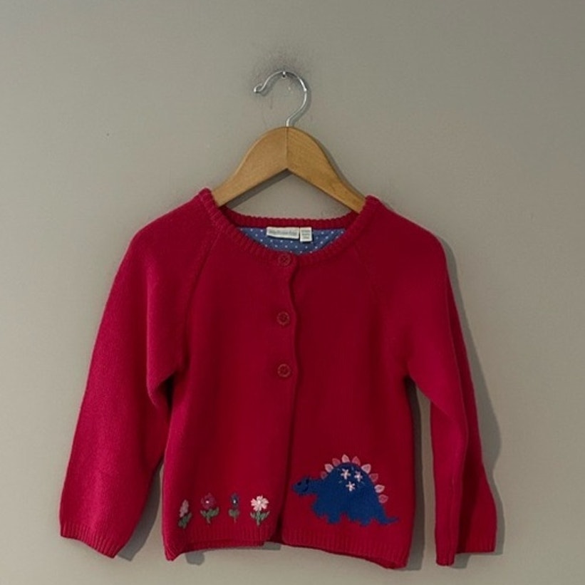 next uk pink cardigan dinosaur 4-5Y