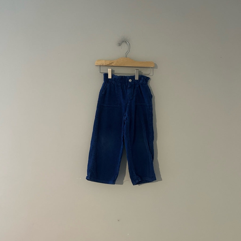 zara girls' pants blue corduroy jeans 4-5Y