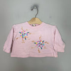 vintage girls' boxy crop tee pink rosette 3Y