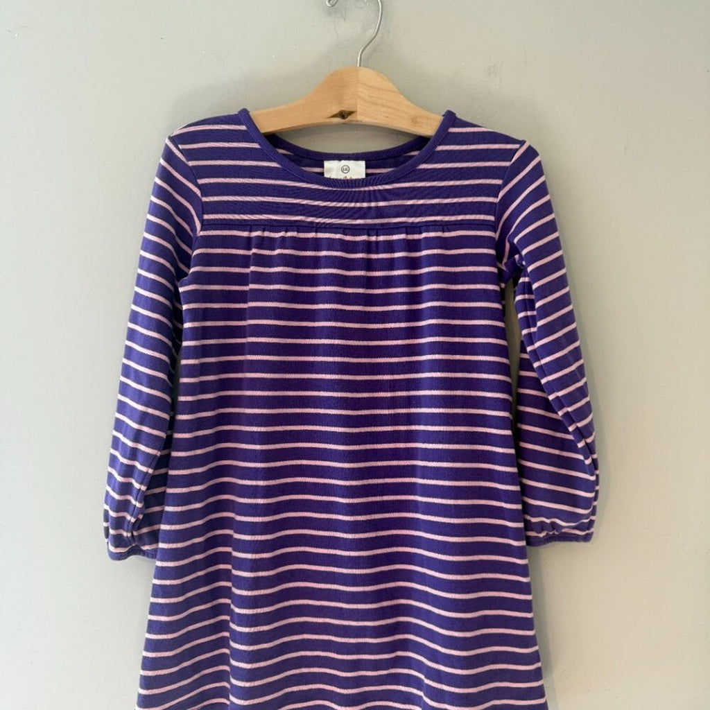 hanna andersson purple striped dress 5Y