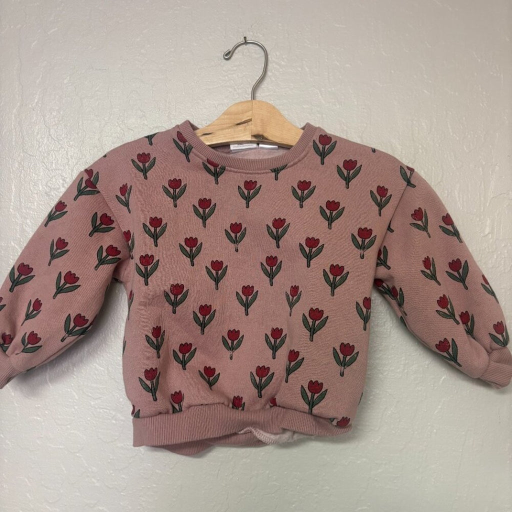 zara floral tulip sweatshirt 4Y