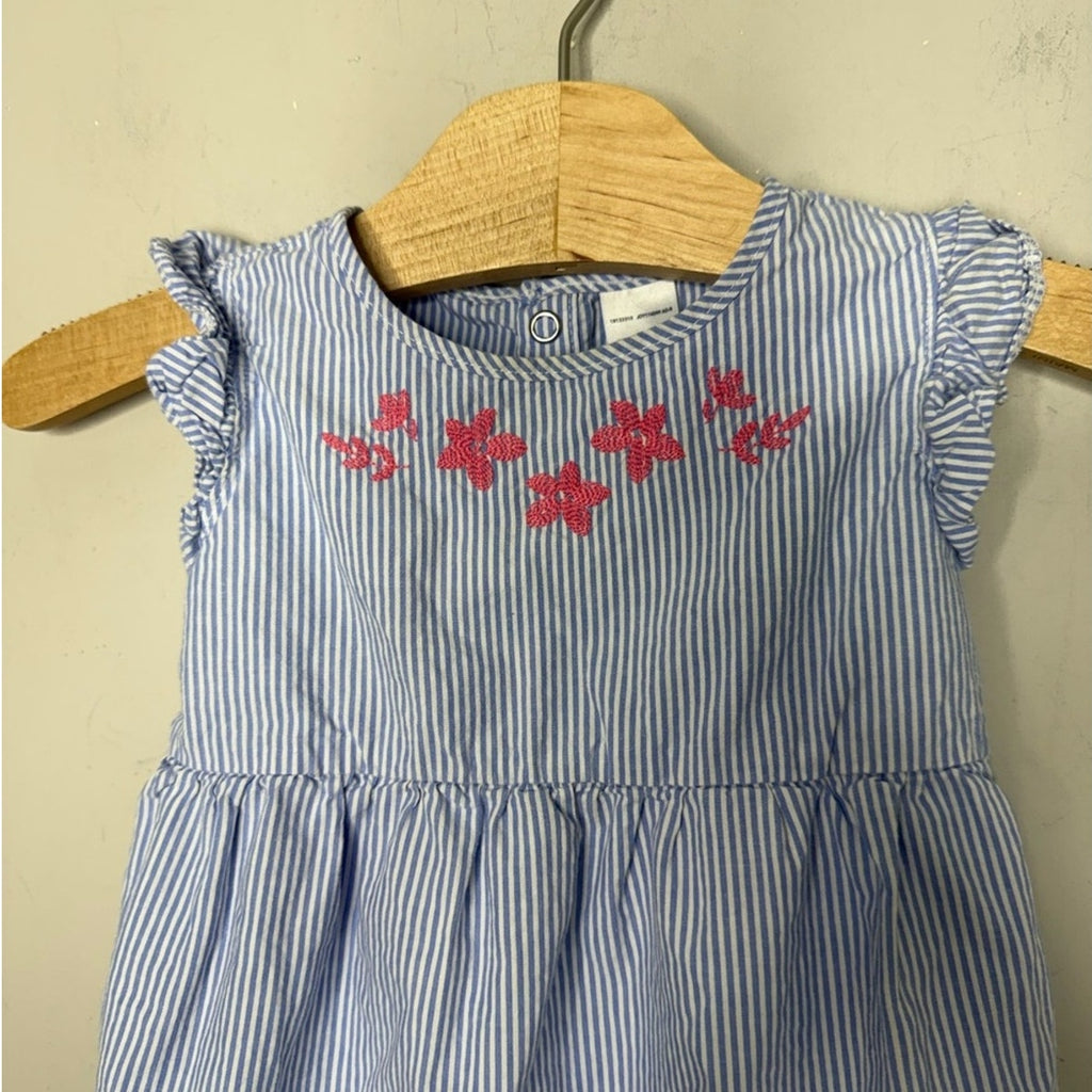 carter's blue stripe romper 18M