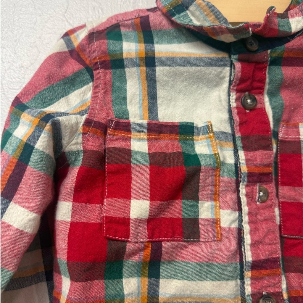 blue rooster boys’ plaid button-down shirt 4Y