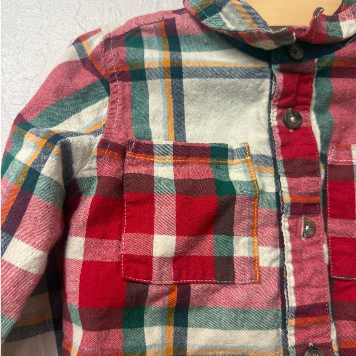 blue rooster boys’ plaid button-down shirt 4Y