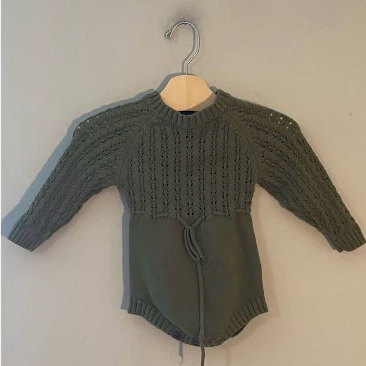 olive & cradle girls' green knit romper 18-24M