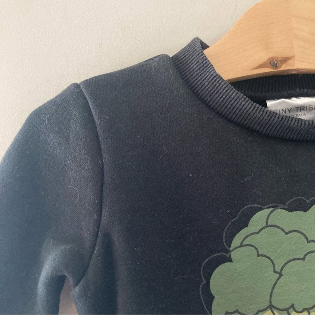 tiny tribe broccoli sweatshirt 3Y