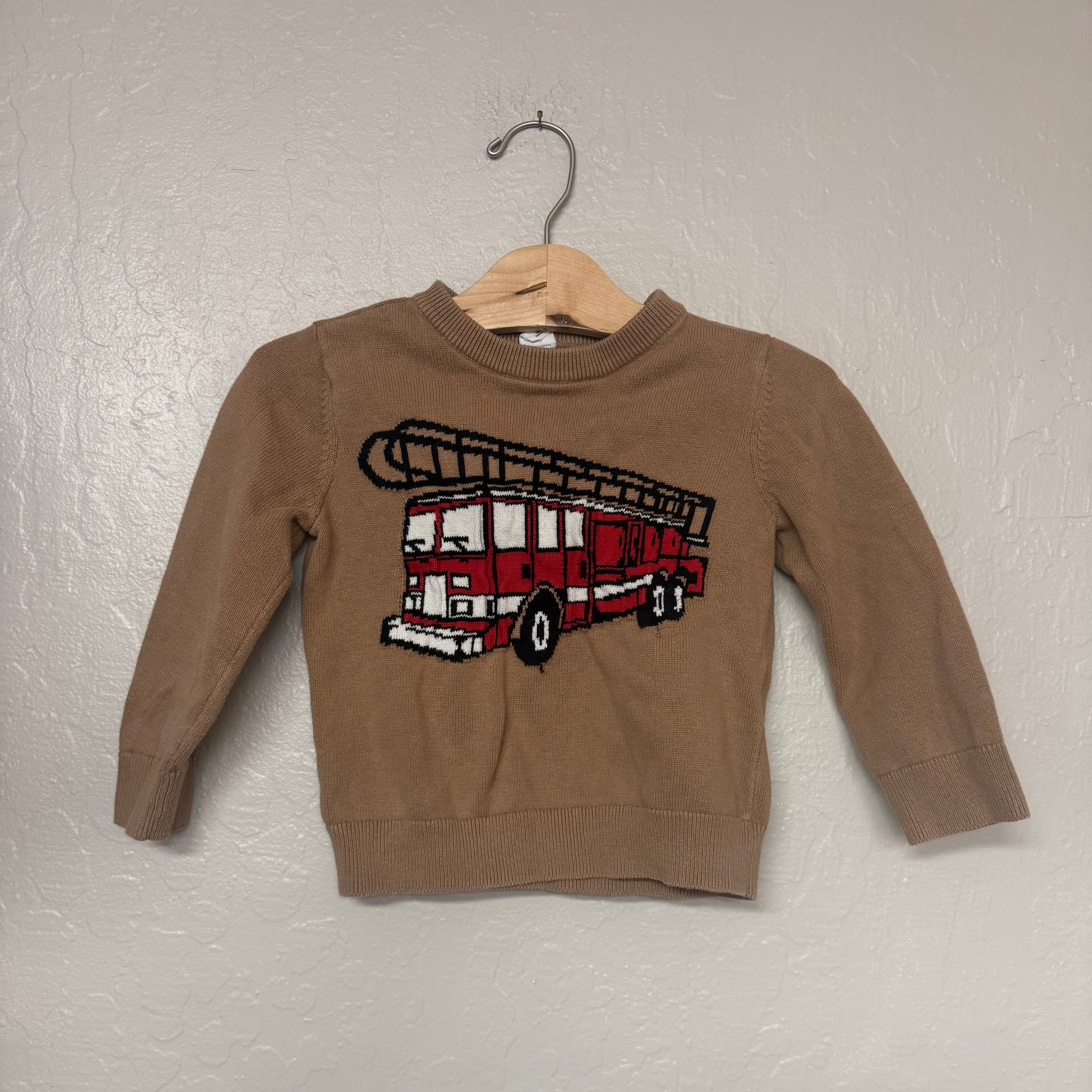baby gap brown firetruck sweater 3Y