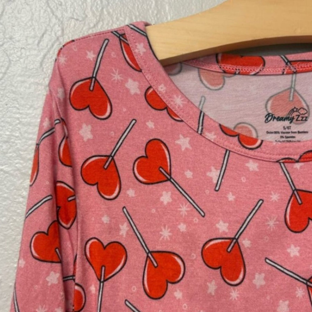 dream big little co. red hearts dress 5-6Y