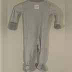 burt's bees baby gray stripe footie 0-3M