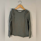 h&m girls' green long-sleeve tee 8-10Y