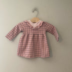 zara pink windowpane dress 6-9M