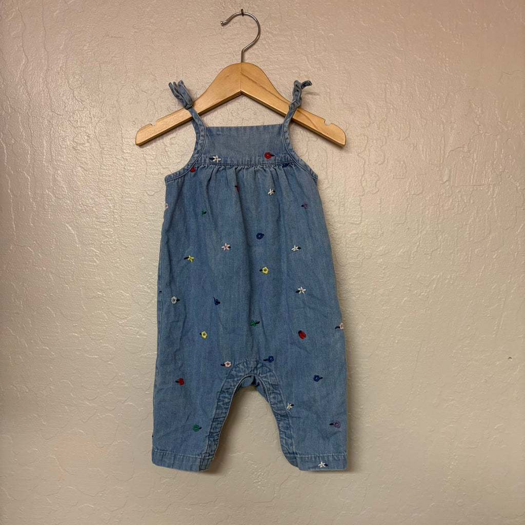 hanna andersson girls’ denim romper 3-6M
